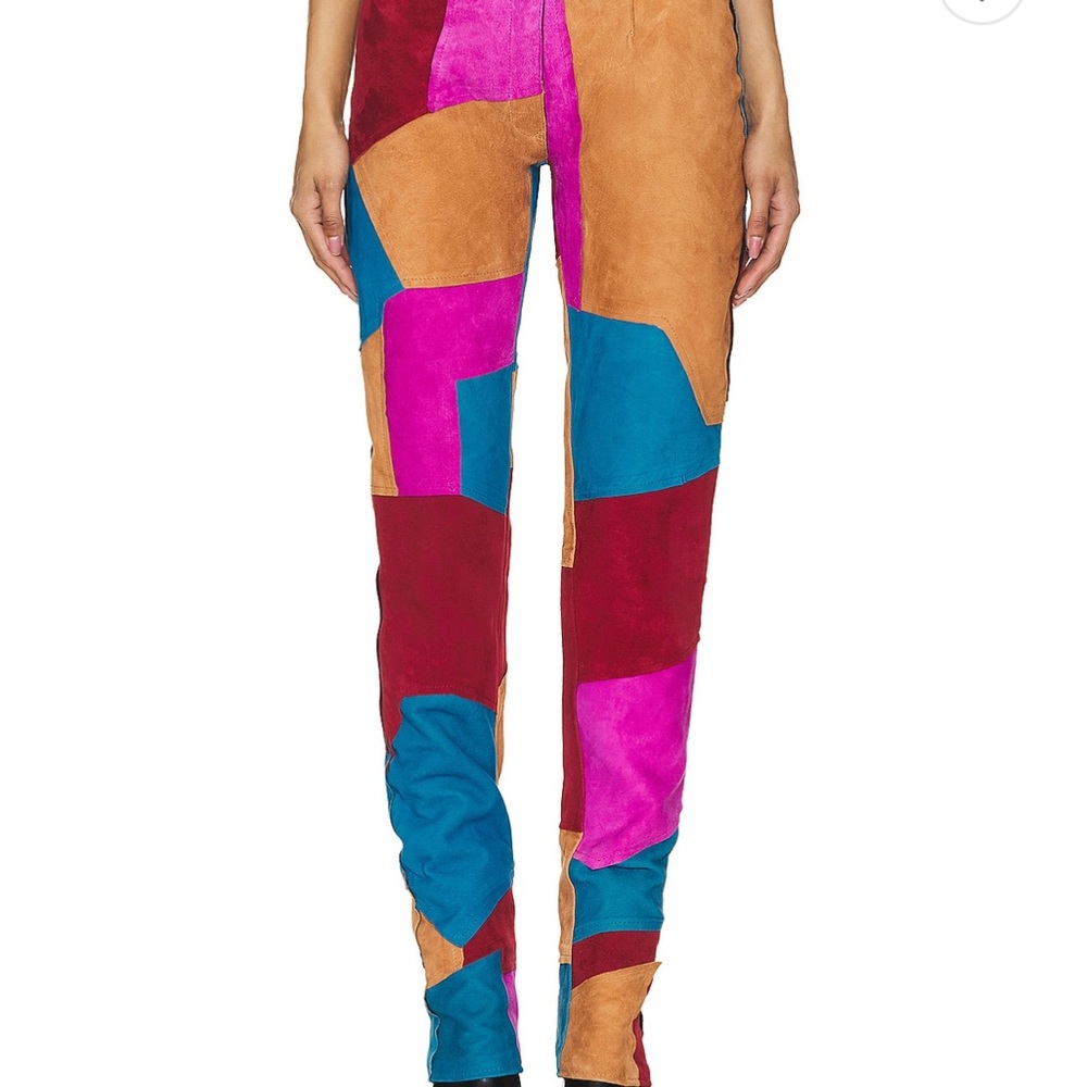 NEW Pink and Red Skinny Pants with Vibrant Color Blocks